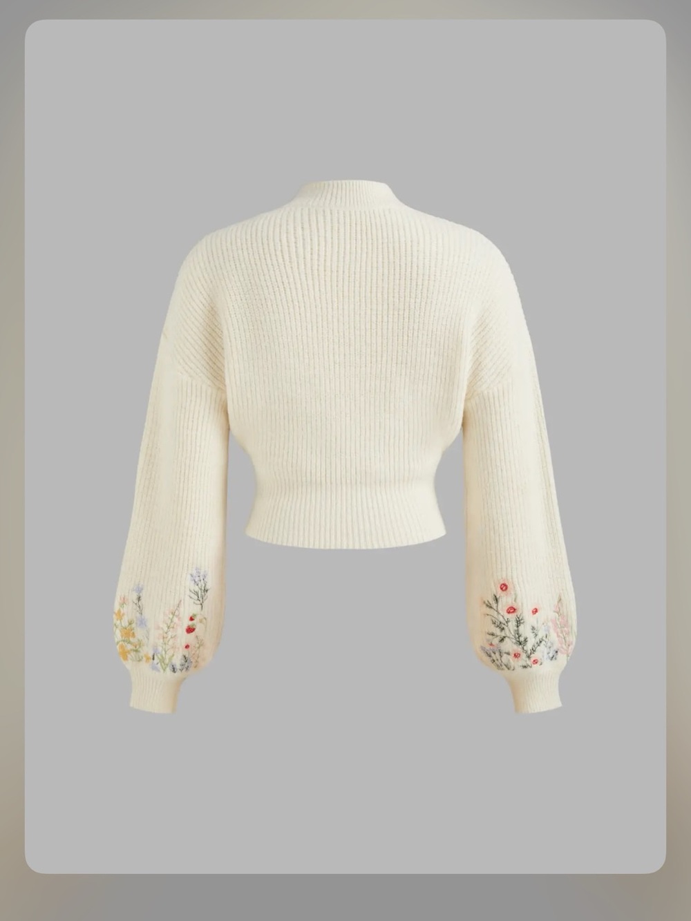 Cider KNIT HIGH NECK FLORAL EMBROIDERY CROP TOP M ip-7 - Picture 6 of 6